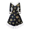 Women's Fashion V-neck Casual Fit Christmas Print Party Long Sleeve Dress