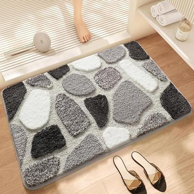 Coral Fleece Emboss Bathroom Cashmere Thickening Mat Bath Non-slip Carpets In Wash Basin Bathtub Side Floor Rug Shower Room Doormat Memory Foam 3D Pad