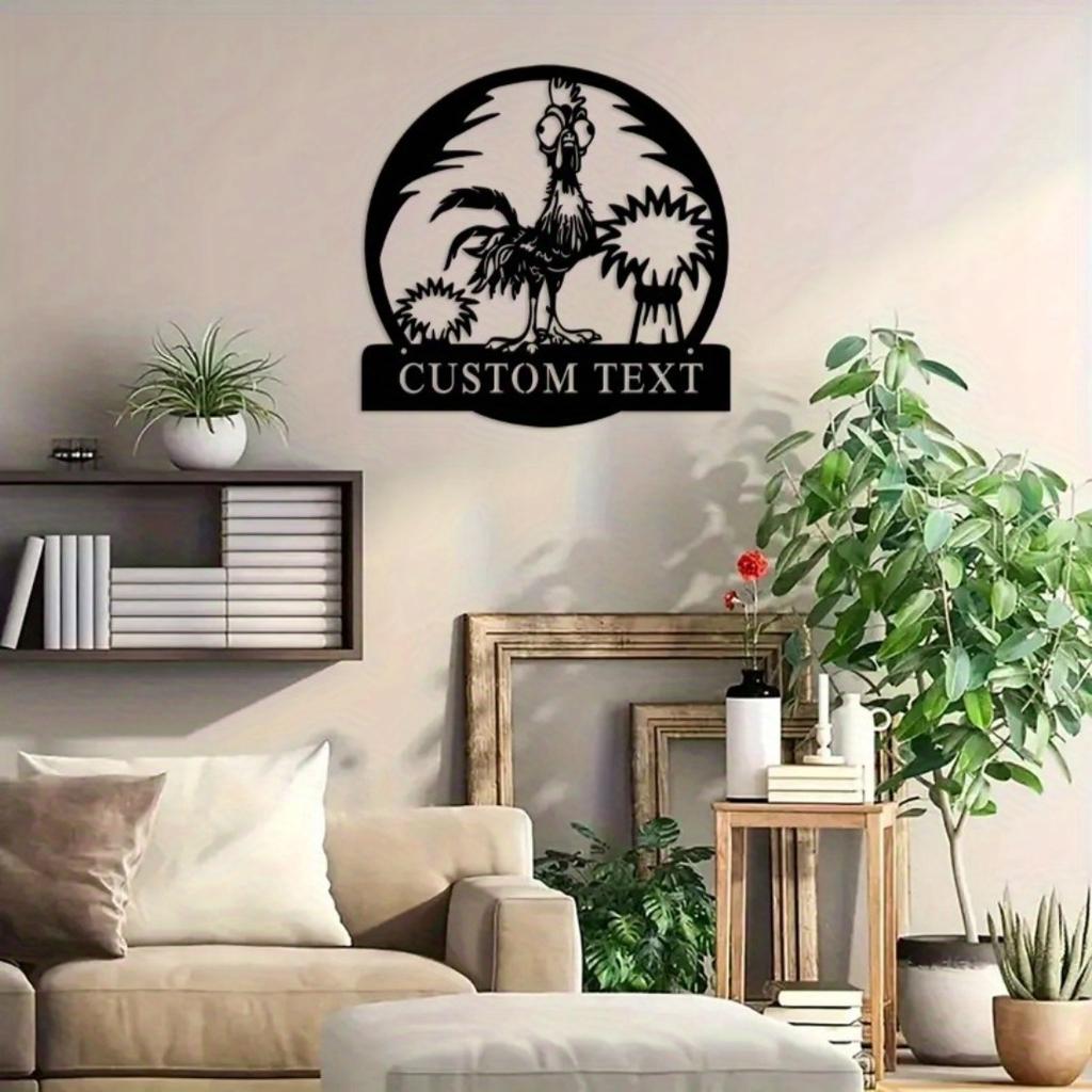 Customized Cockerel Crazy Metal Wall Art Unique Personalized Rooster Name Sign Room Decor Perfect Rooster Theme