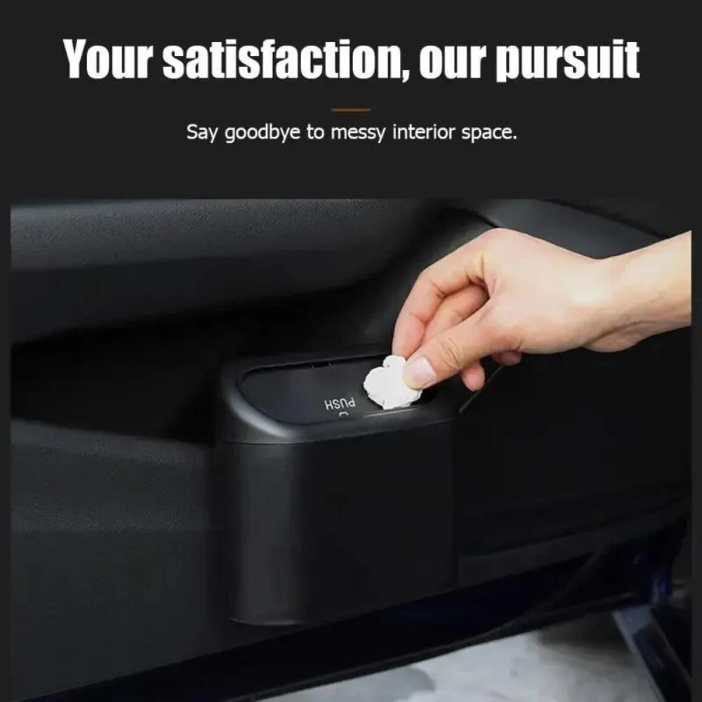KKJOY 6Pcs Universal Car Trash Bin Hanging Garbage Can Storage Box Black ABS Square Pressing Dust Case Organizer