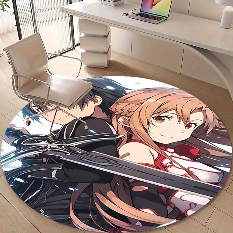 1pc Sword Art Online1 Design Printed Area Round Carpet for Bedroom Living Room Home Decor Rugs Mat Non Slip Mat Rug for Bedside