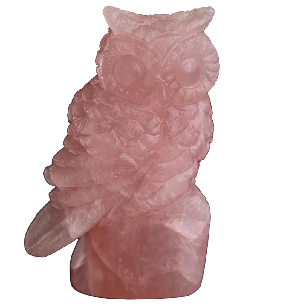 Natural Rose Quartz Owl Power Item Shipped As Owl Good Interior Sculpture, 57mm, One-of-a-Kind, Ornament, Stone, Is, Object, Fortune, Decor,