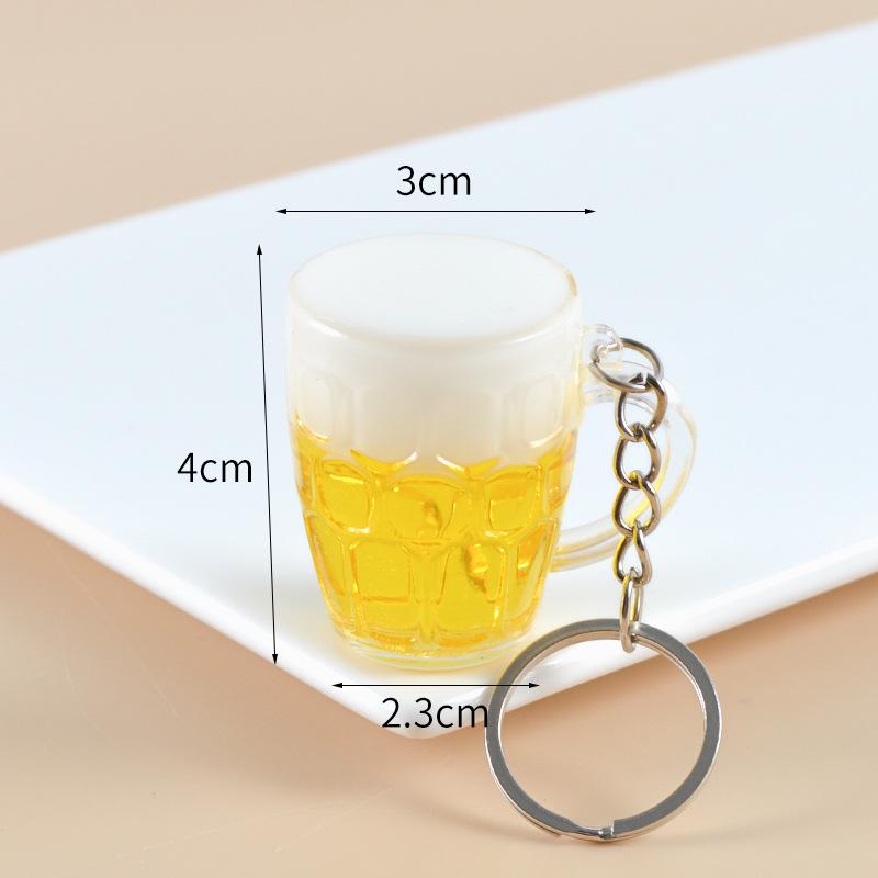 Mini Beer Mug Keychain Pendant - Creative Draft & Qingdao Beer Mug Glass, Champagne Style, Promotional Gift