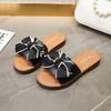 Fashion Cow Leather Sandals 2025 New Women's Slippers Bow Large Size 35-43 Beef Tendon Sole Soft Sole Geunine Leather Slippers