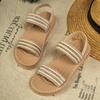 Simple Retro Girl Sandals 2025 Summer New Kids Roman Sandals Comfort Versatile Girls Beach Shoes Anti Slip Child Woven Flat Shoe