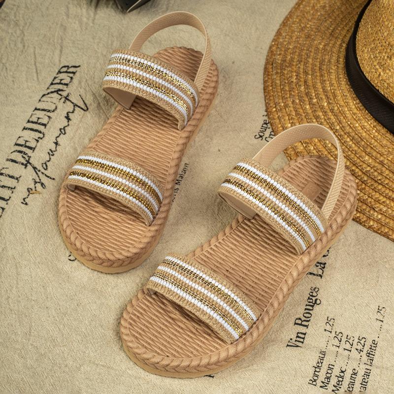 Simple Retro Girl Sandals 2025 Summer New Kids Roman Sandals Comfort Versatile Girls Beach Shoes Anti Slip Child Woven Flat Shoe