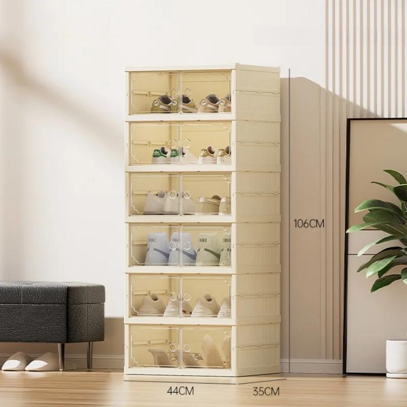 Multi-layer Foldable Shoe Box Dustproof Thickened Plastic Sneaker Shoe Storage Box Stackable Cabinet Transparent Organizers Rack