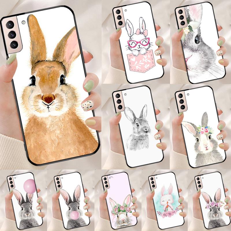 Cute Bunny Rabbit Funda Case For Samsung Galaxy S25 Ultra S9 S10 S20 S21 FE S22 S23 Plus S24 Ultra Phone Cover
