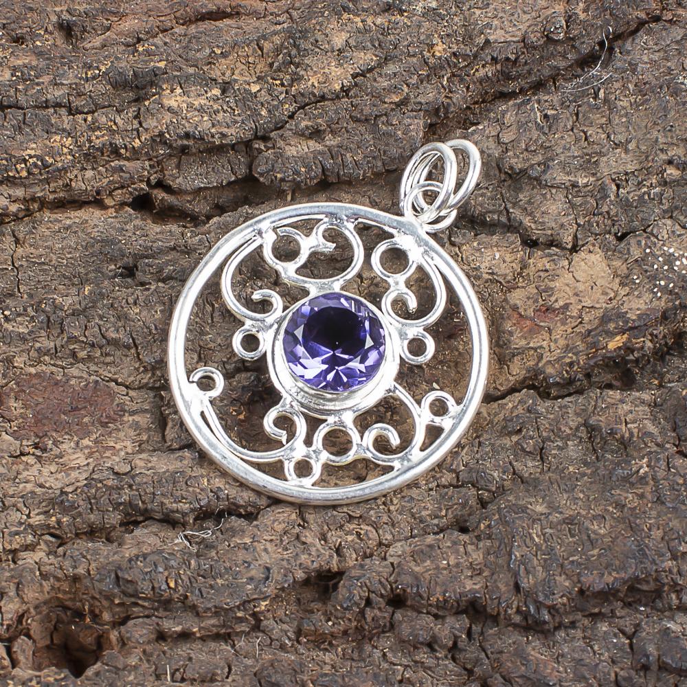 Iolite Pendant Gemstone Jewelry, 925 Solid Sterling Silver Pendant, Handmade Jewelry Birthstone Pendant For Thanksgiving Gift