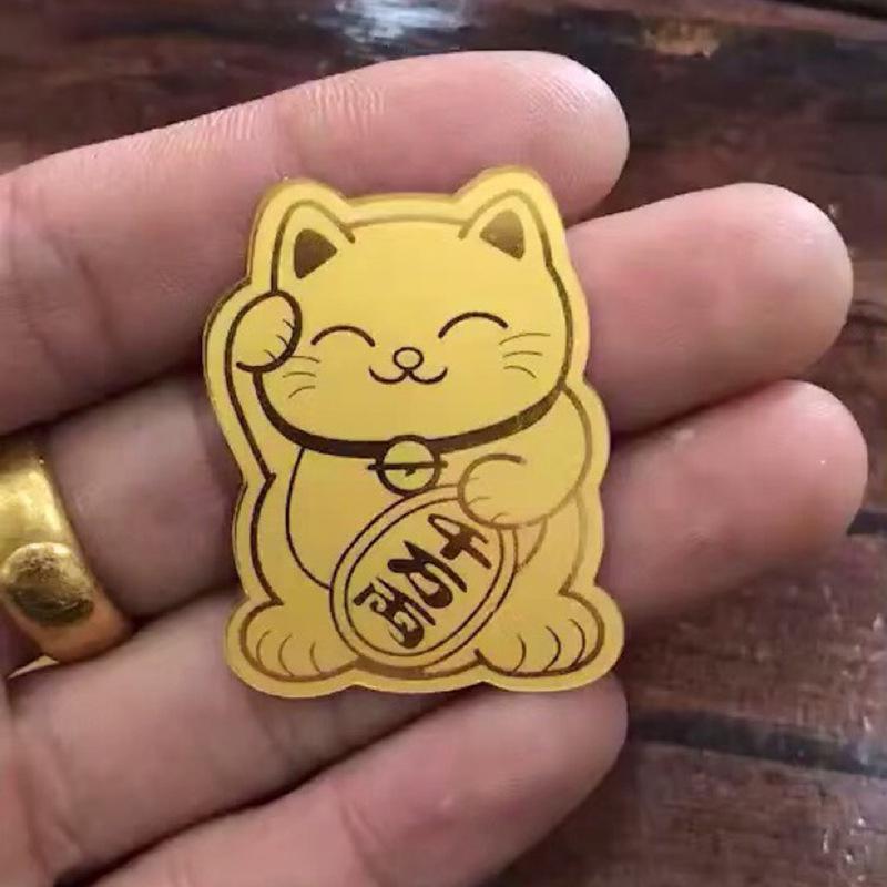 Pure Gold Fortune Maneki-neko and Pixiu Wealth God Phone Sticker Omamori