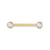 1 Peça Barra de Titânio para Mamilo com Argola Cristal CZ Banhada a Ouro com Escudo Pendurado Barra para Mulheres Piercing de Mamilo com Rosca Interna