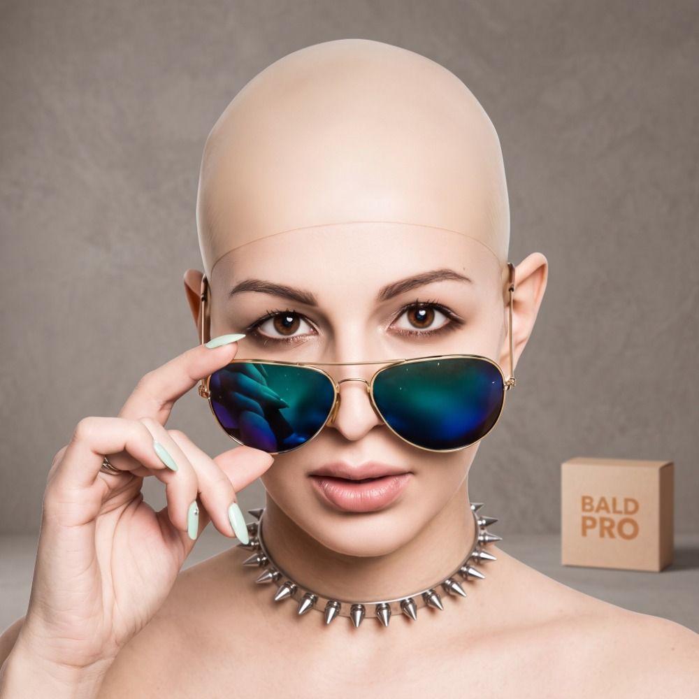 Fake Skin Bald Cap Unisex Bald Head Cap Fancy Film Skin Head Cap Role-Playing