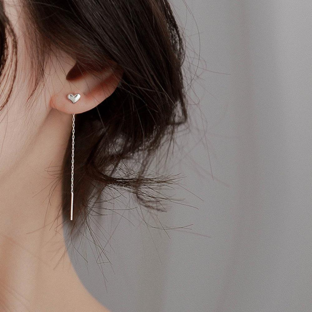 Heart Butterfly Stainless Steel Gold Plated Not Fade Long Drop Earrings Ear Wire Ladies Women Valentine's Day Gift Jewelry