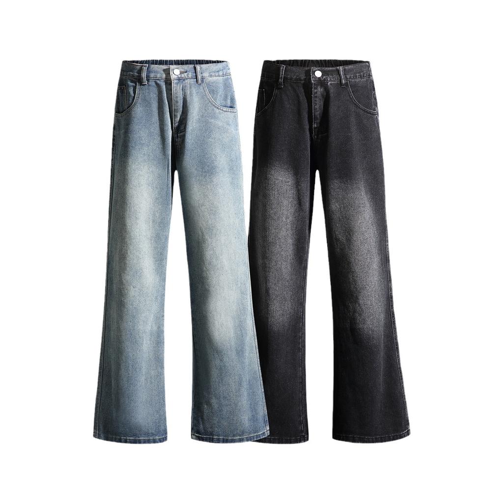 New Autumn and Winter Simple Jeans for Men Loose Straight Laziness Half-elastic Waist Pants