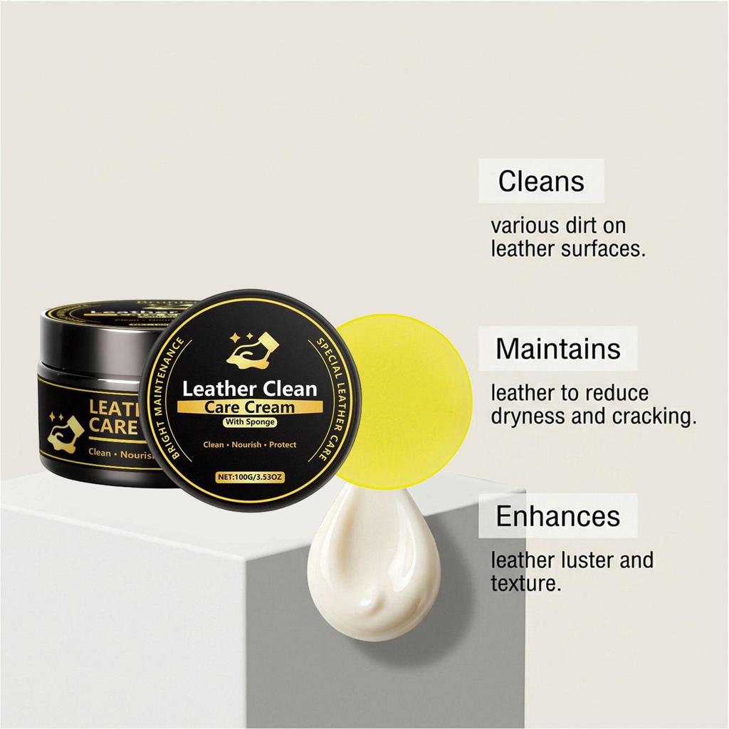 Leather Conditioner 100g Protection Cleaning Stain Remover Restoration Balm Leather Cream for Sofa Car Seat Bag Vehicle Care