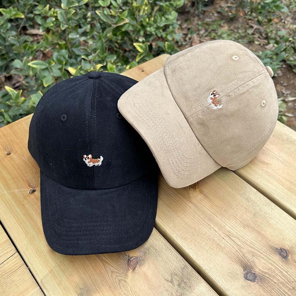 Cotton Women Baseball Hat Dog Embroidered Peaked Cap Fashion Men Sunshade Hat  Summer