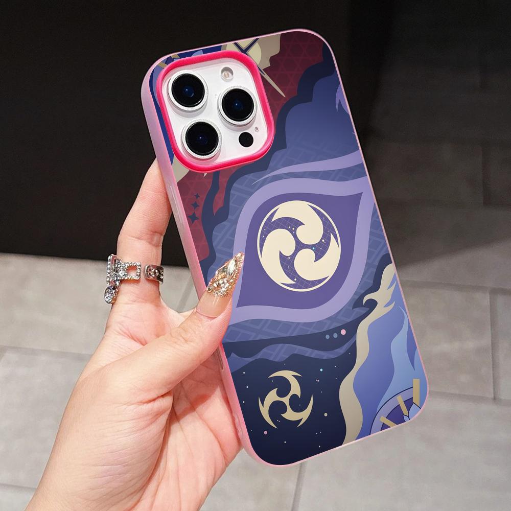 Game GI Raiden Shogun Jelly Double layer Rose Red Mobile Phone Case for iPhone 17 16 15 14 13 12 11 Air Pro Max Plus Protective