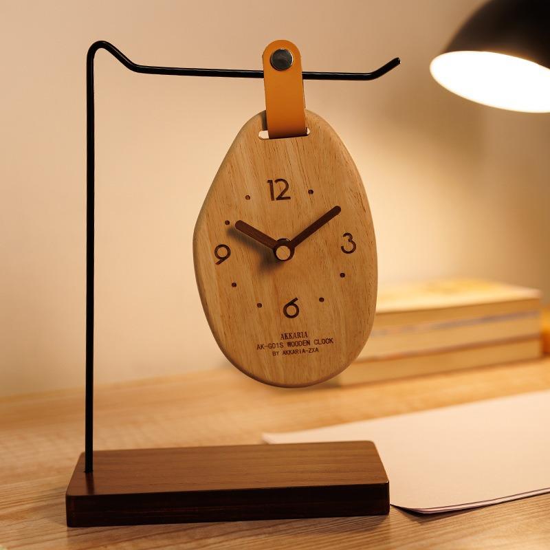 Solid Wood Table Clocks Entrance Entrance Creative Desktop Watch Living Room Desk Clock Ornament Bedroom Decoration Ornament