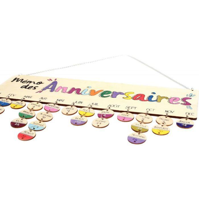 MégaCréa DIY - Calendrier mémo des anniversaires en bois 42 x 12 cm