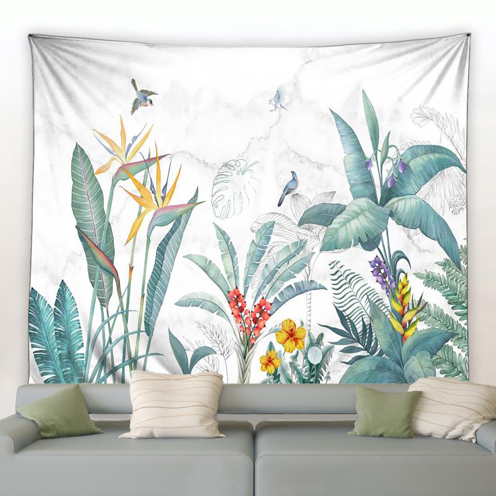 Papagal colorat Monstera Frunză de banană Acuarelă agățat pe perete Natură Peisaj Tapiserie pentru cameră de zi Tapiserie cu plante tropicale