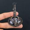Natural Amethyst Lace Gemstone Handmade Copper Wire Wrap Guitar Pendant 3.1 v4t92