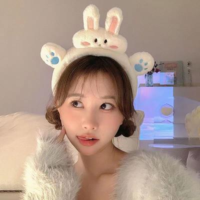 Fascia per capelli con orecchie da orso di peluche, con trucco per il viso, per donne e ragazze