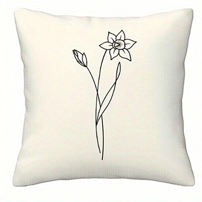 Minimalist Botanical Throw Pillow Covers, Line Art Plant Print Cushion Cases for Home Decor