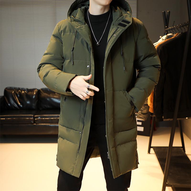 

Мужская зимняя одежда больших размеров длиной до колена с хлопковой подкладкой Мужские куртки корейской версии Приталенные утолщенные термокуртки с хлопковой подкладкой 8XL зелёный