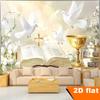 Christian Faith Backdrop, Bible, Chalice and Doves with White Flowers for Religious Ceremony Decor