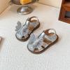 Girls Beach Shoes T-strap Hollowed-out Kids Princess Shoes Sweet Butterfly Lace Bow 2025 Summer New Children Sandals Soft Sole