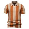 STORN New Summer Men's Breathable Striped Contrast Panel Polo Shirt Casual Short Sleeve Knit Shirt with Comfort Fit