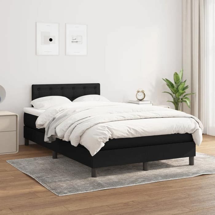 Maison Exclusive - Sommier à lattes de lit avec matelas noir 120x190 cm tissu