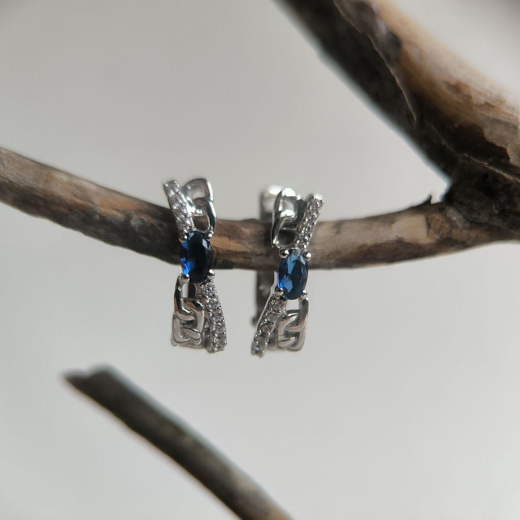 Серебряные серьги с сапфиром nano 0.638ct (2189022)