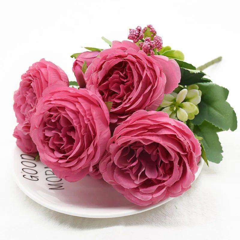 1/3pcs Artificial Flower Silk Peony Rose Bouquet for Home Decor Table Vase Wedding Bridal Bouquet Decoration Diy Gift Hot Sales