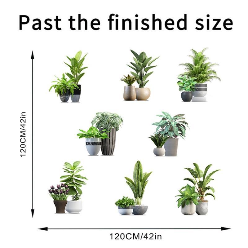 2Pcs Green Plant Potted Wall Decal Waterproof Removable Wall Sticker for Bedroom Living Room Study Room Home Decor