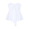 Sweet Wind White Bow Strap Tube Top Women's Summer French Ruffle Edge Chic Waist Slim Top