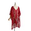 Lace Mesh Bohemian Shawl Plus Size Swimsuit Cover Up Vintage Sunscreen Beach Cover Up  Summer