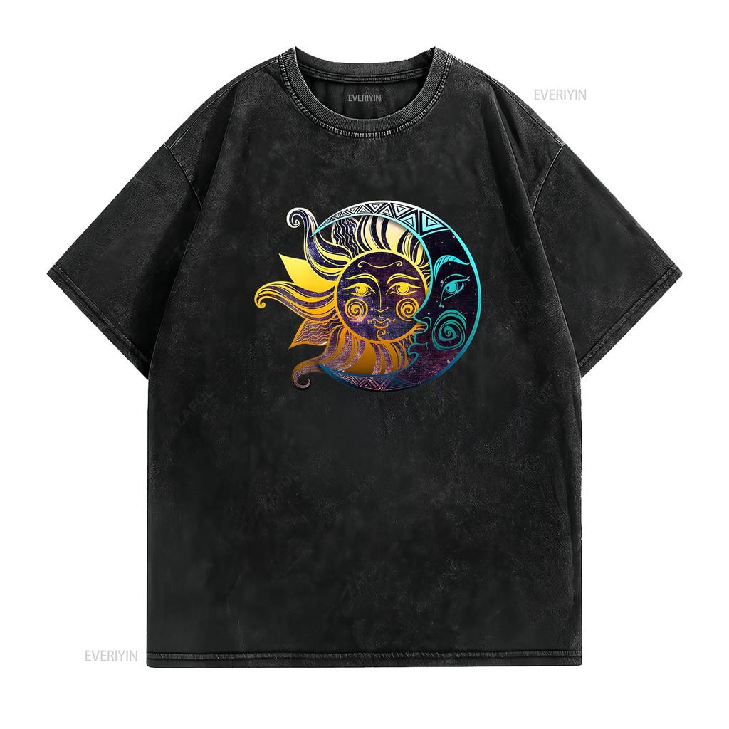 Live By The Sun Love Moon T Shirt And Trendy Spiritual Nature Bohemian Lover  vintage Washed fashion homme designer clothes