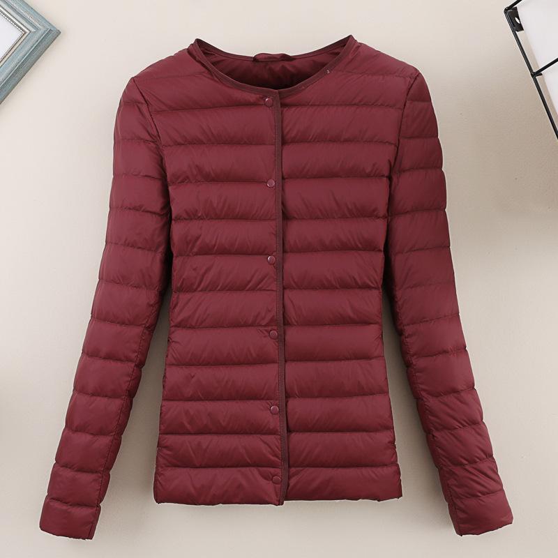 Winter New Down Jacket Women's Light and Thin Round Neck Slim V-neck Short Light Autumn Down Jacket