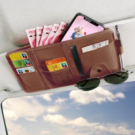 Car Front Sun Visor Organizer Pouch Bag Pocket Card Storage Holder Accessories*