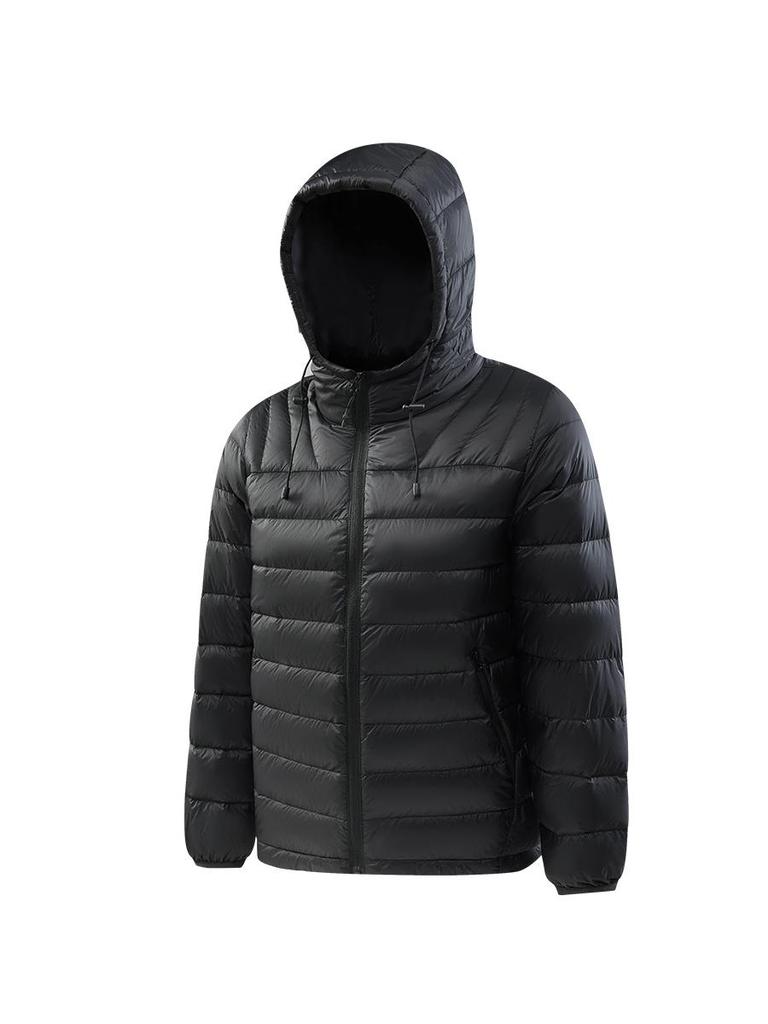 Unisex Lightweight Hooded Short Down Jacket – Versatile Ribbed Winter Coat