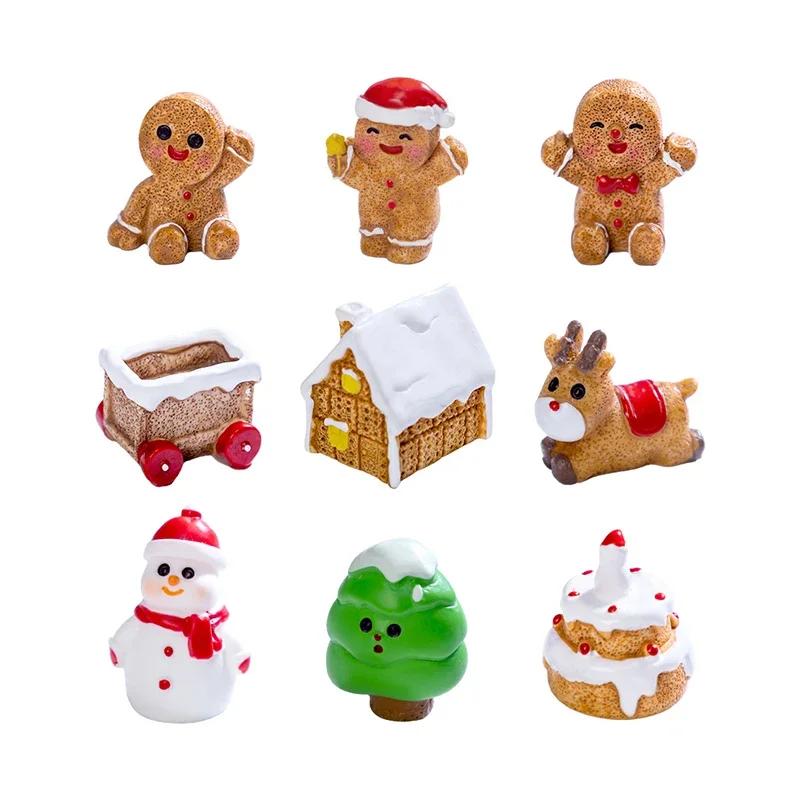 New Mini Christmas Ornament Gingerbread Man Snowman Micro Landscape Dollhouse Model DIY Dollhouse Christmas Decorations