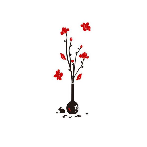 Rose Vase Acrylic Mirror Wall Stickers Plum Blossom DIY Art Wall Decal Living Room Bedroom Home Flower Wallpaper Decor