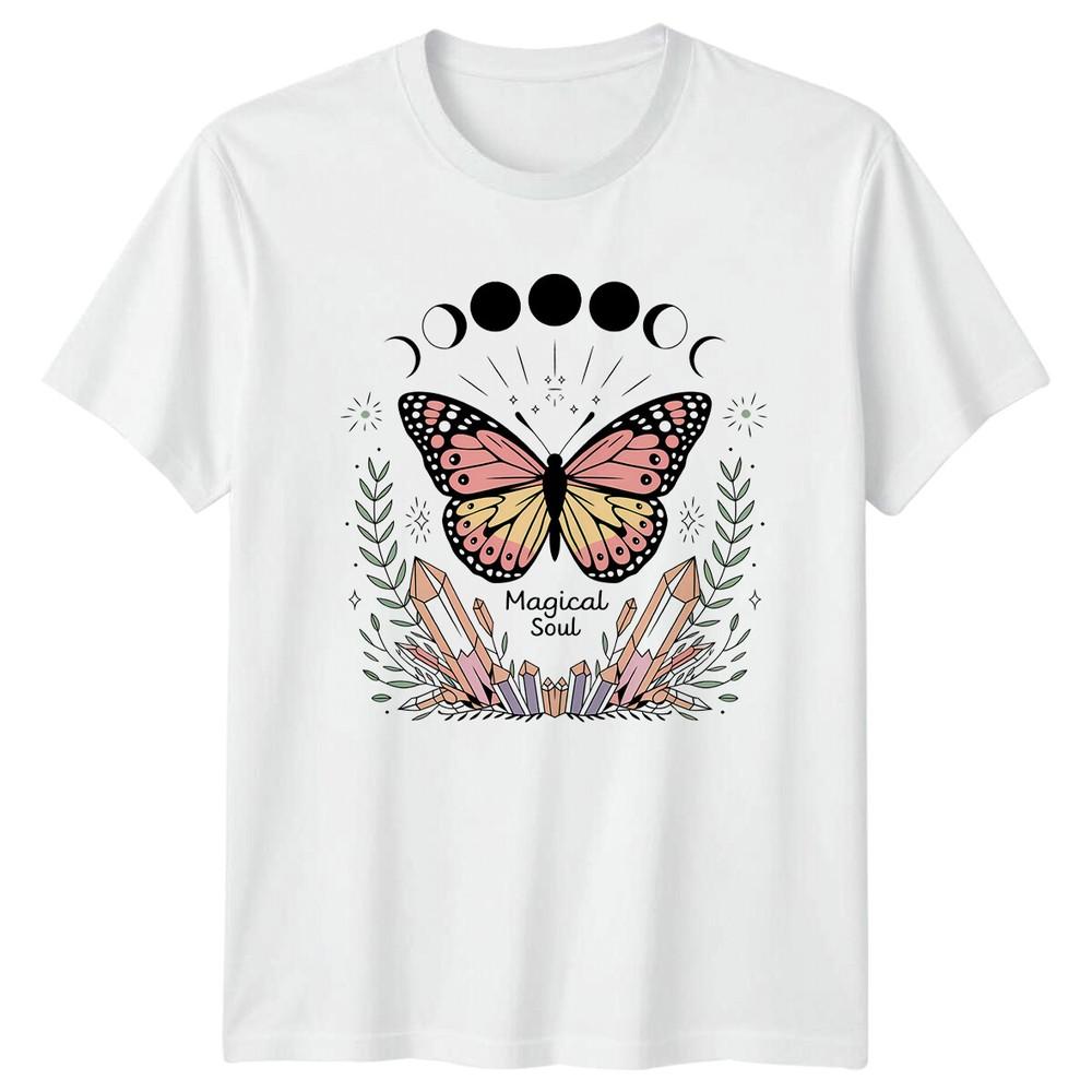 Magical Soul Butterfly Moon Phases Boho Celestial Unisexs Unisexs TShirt S