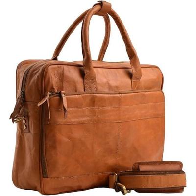 Handcrafted Full Grain Vintage Leather Briefcase Messenger Bag For Men Women Office School Laptop Satchel Shoulder Bags, 16 Inch Medium