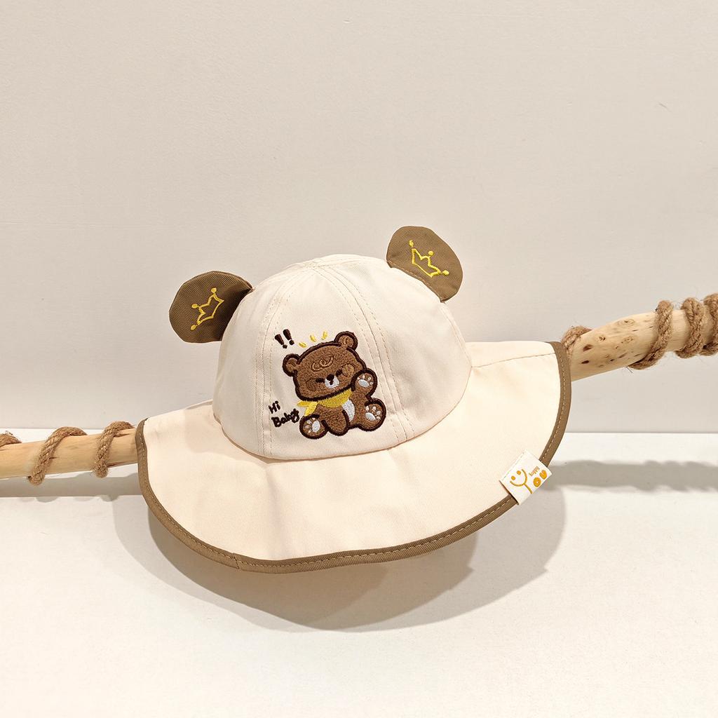 Baby Fisherman Hat 50cm 1-3 Years Cartoon Bear Toddler Girls Sun Hat Kids UV Protection Cap Boys Summer Sunscreen Hat