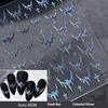 1sheet Halloween  Dazzling Laser Gothic Dark Bat Cross Adhesive Nail Art Stickers Decals Manicure Shiny Red Silver Black Charms