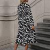 [Baizhiyi] Autumn new sexy literary deep v-neck long-sleeved letter printing dress