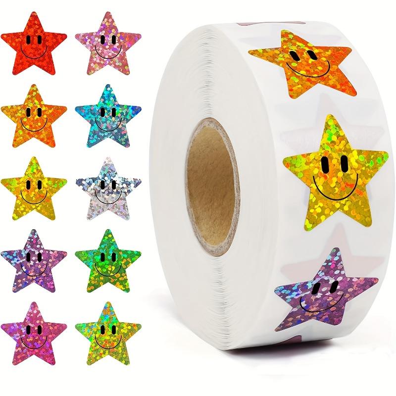 

500 Star Shaped Circular Smiley Face Stickers Per Roll A500pcs разноцветный