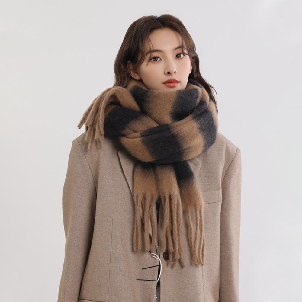 

Long Tassels Cashmere Scarf Windproof Pashmina Fashion Keep Warm Blanke Women чёрный/кофейный